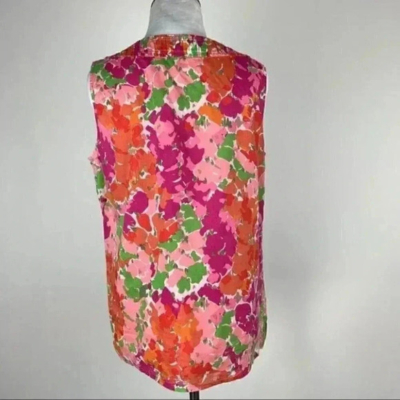 Talbots top sz 8 Floral bib front tank watercolor - Picture 4 of 7